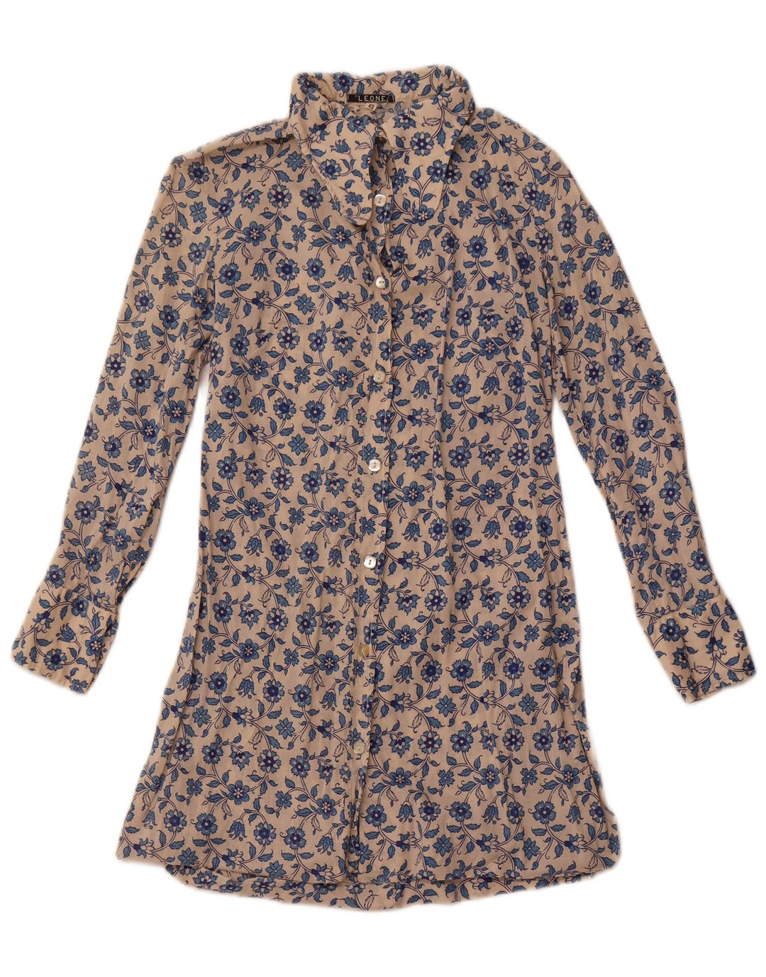 Rochie cămașă pentru femei LEONE IT 42 Medium Alb catifelat Floral