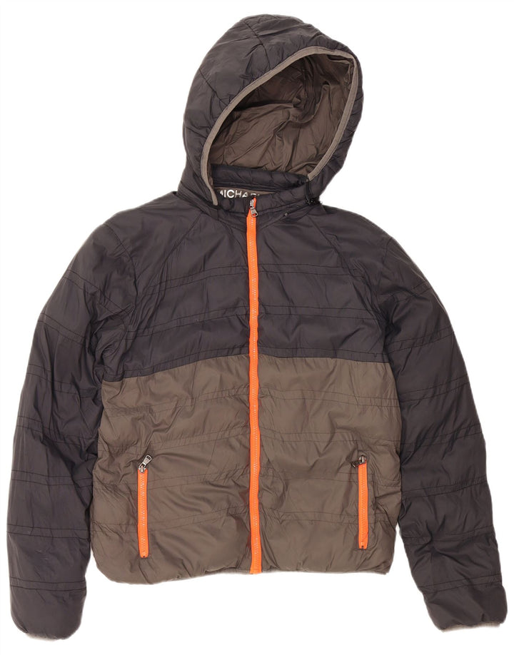 Jachetă căptușită cu glugă MICHAEL KORS pentru băieți 15-16 ani, gri, nailon color bloc