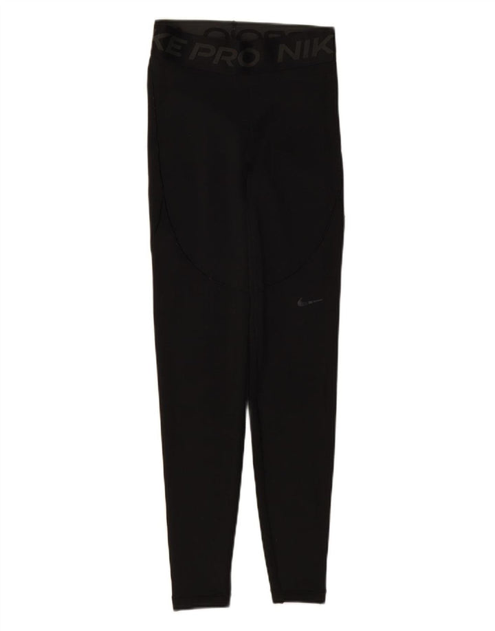 NIKE Womens Dri Fit Graphic Leggings UK 4 XS  Black Polyester