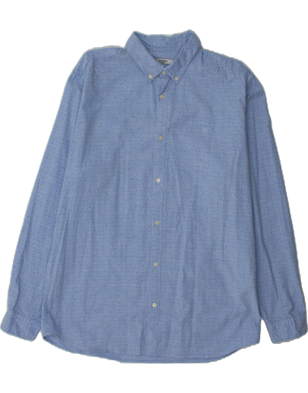 JACK & JONES Mens Shirt XL Blue Spotted Cotton Vintage Jack & Jones and Second-Hand Jack & Jones from Messina Hembry 