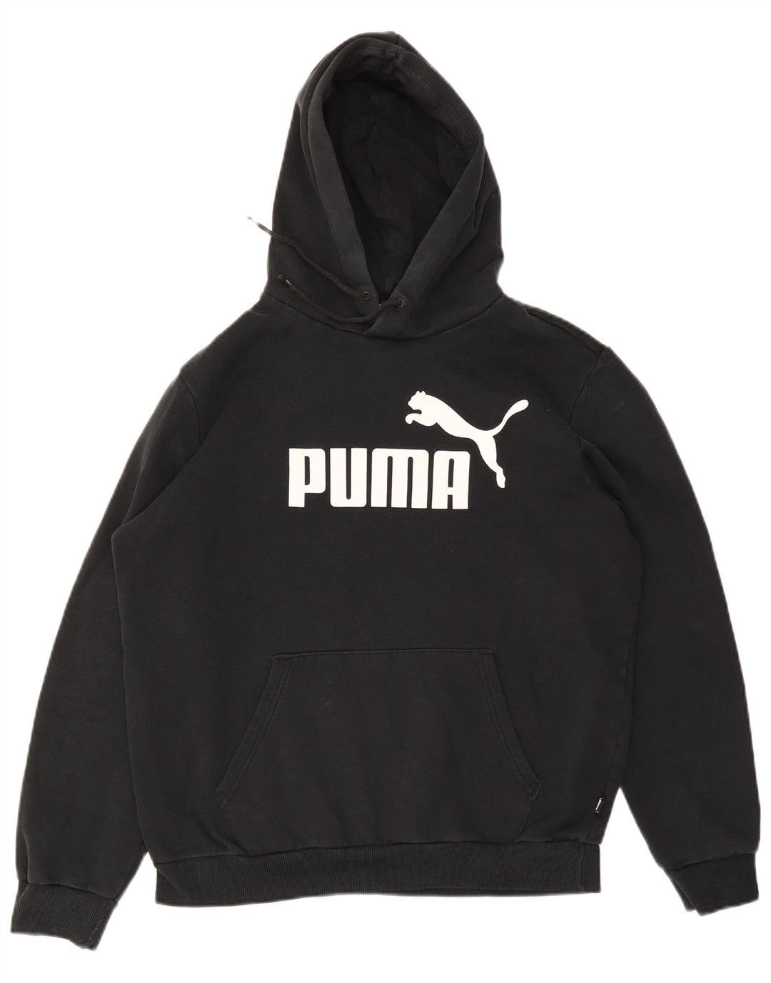 Pulover PUMA pentru bărbați cu glugă grafică, bumbac mediu negru