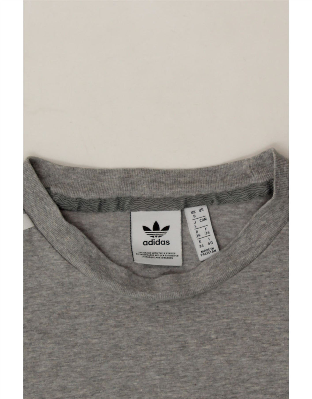 ADIDAS Womens Top Long Sleeve UK 8 Small Grey Cotton Vintage Adidas and Second-Hand Adidas from Messina Hembry 