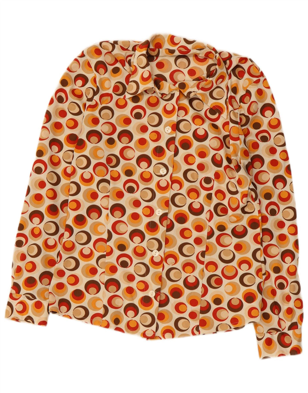 Bluză vintage cămașă pentru femei UK 10 Poliamidă geometrică multicoloră mică