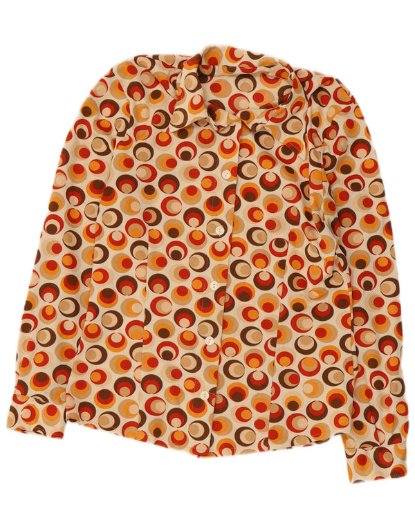 Bluză vintage cămașă pentru femei UK 10 Poliamidă geometrică multicoloră mică