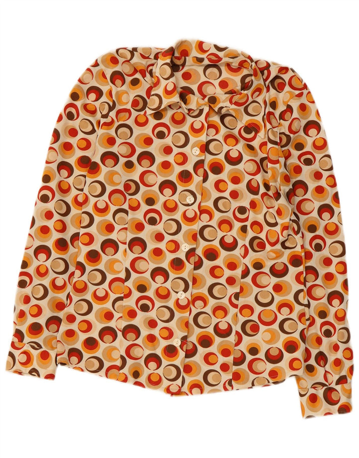 Bluză vintage cămașă pentru femei UK 10 Poliamidă geometrică multicoloră mică