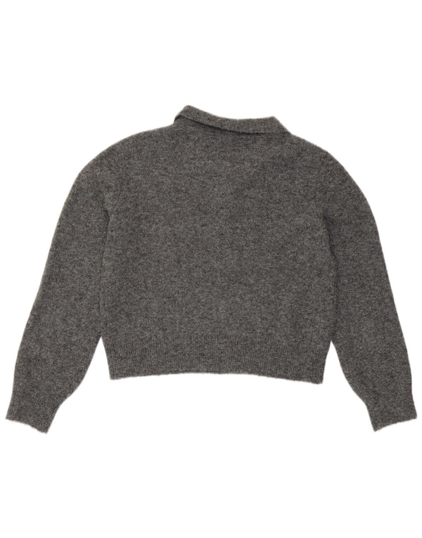 Pulover cu gât polo scurt Zara pentru femei UK 10 Mic, gri cu pete