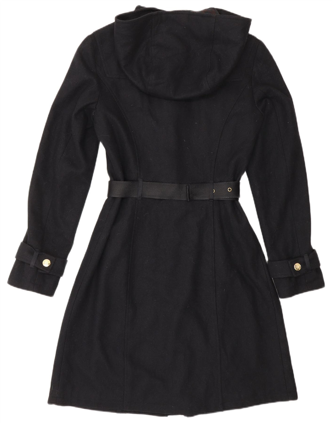 CARACTERE Duffle Coat cu glugă pentru femei UK 10 Mic Lână bleumarin