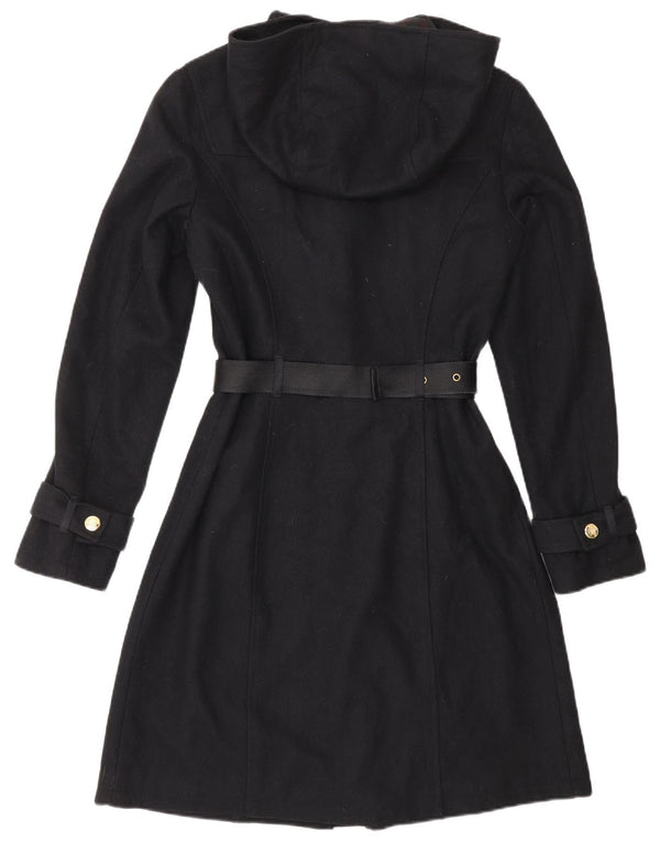 CARACTERE Duffle Coat cu glugă pentru femei UK 10 Mic Lână bleumarin