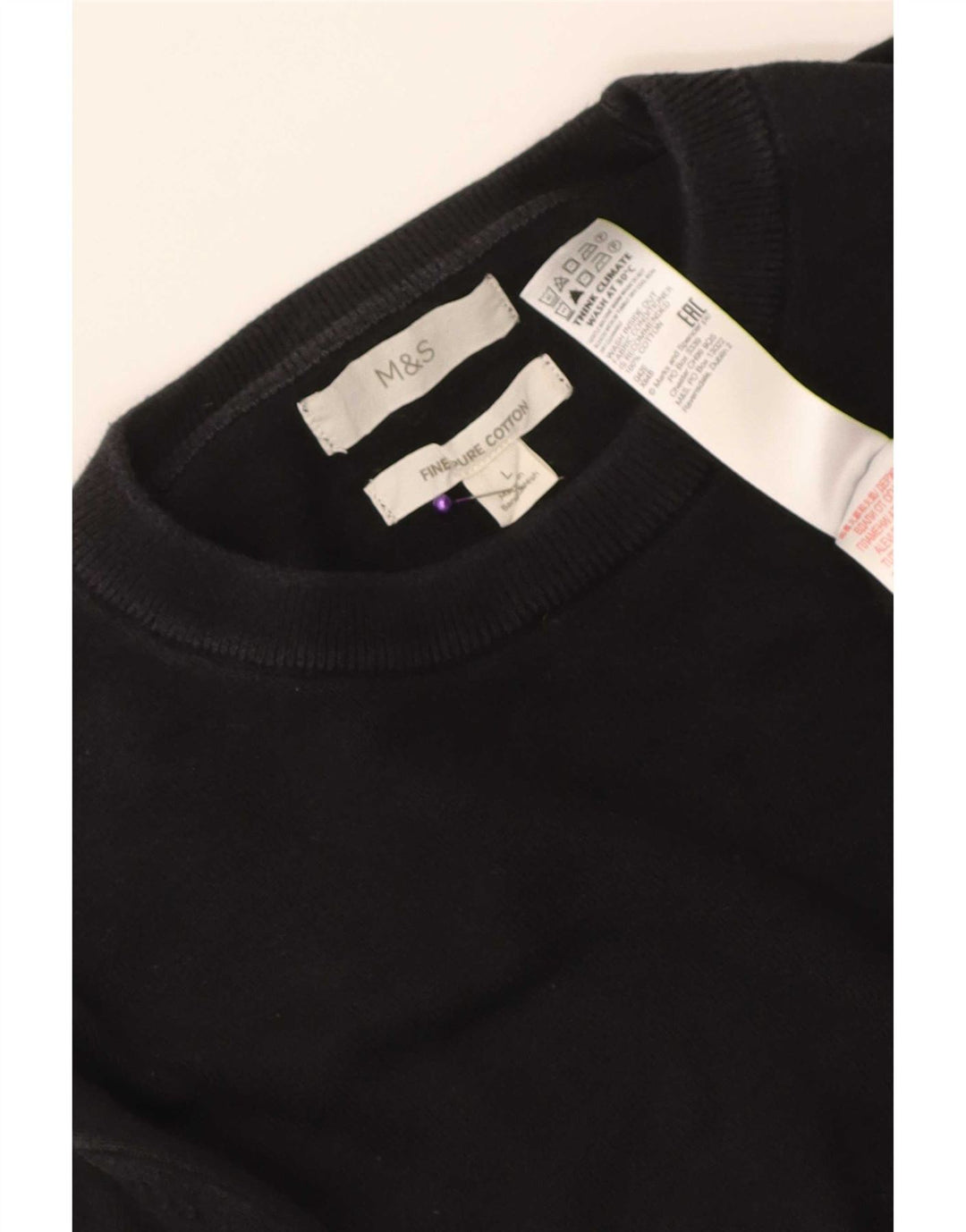 Pulover pentru bărbați Marks & Spencer cu gât roșu, mare, negru, bumbac