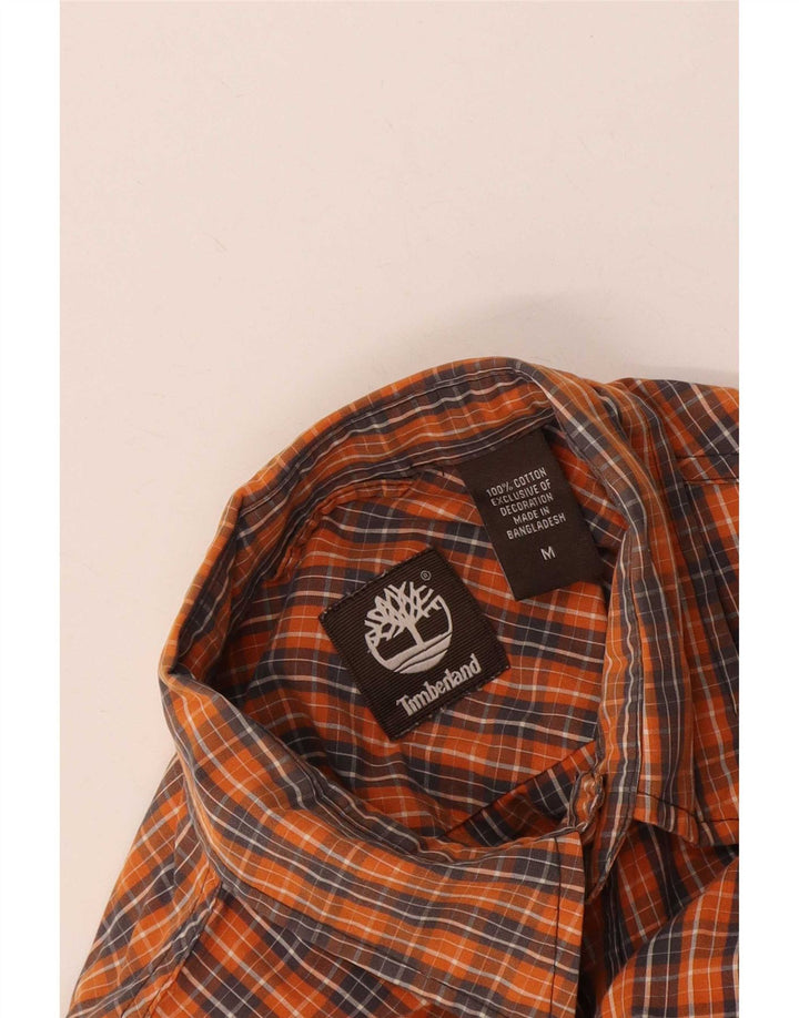Cămașă cu mânecă scurtă pentru bărbați Timberland, bumbac cu carouri portocaliu mediu