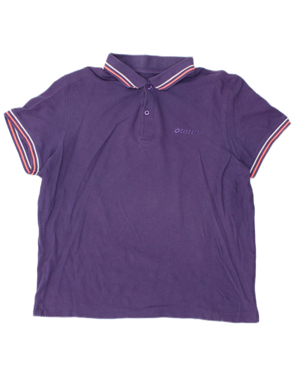 Tricou polo pentru bărbați Lotto Life's XL, bumbac cu dungi mov