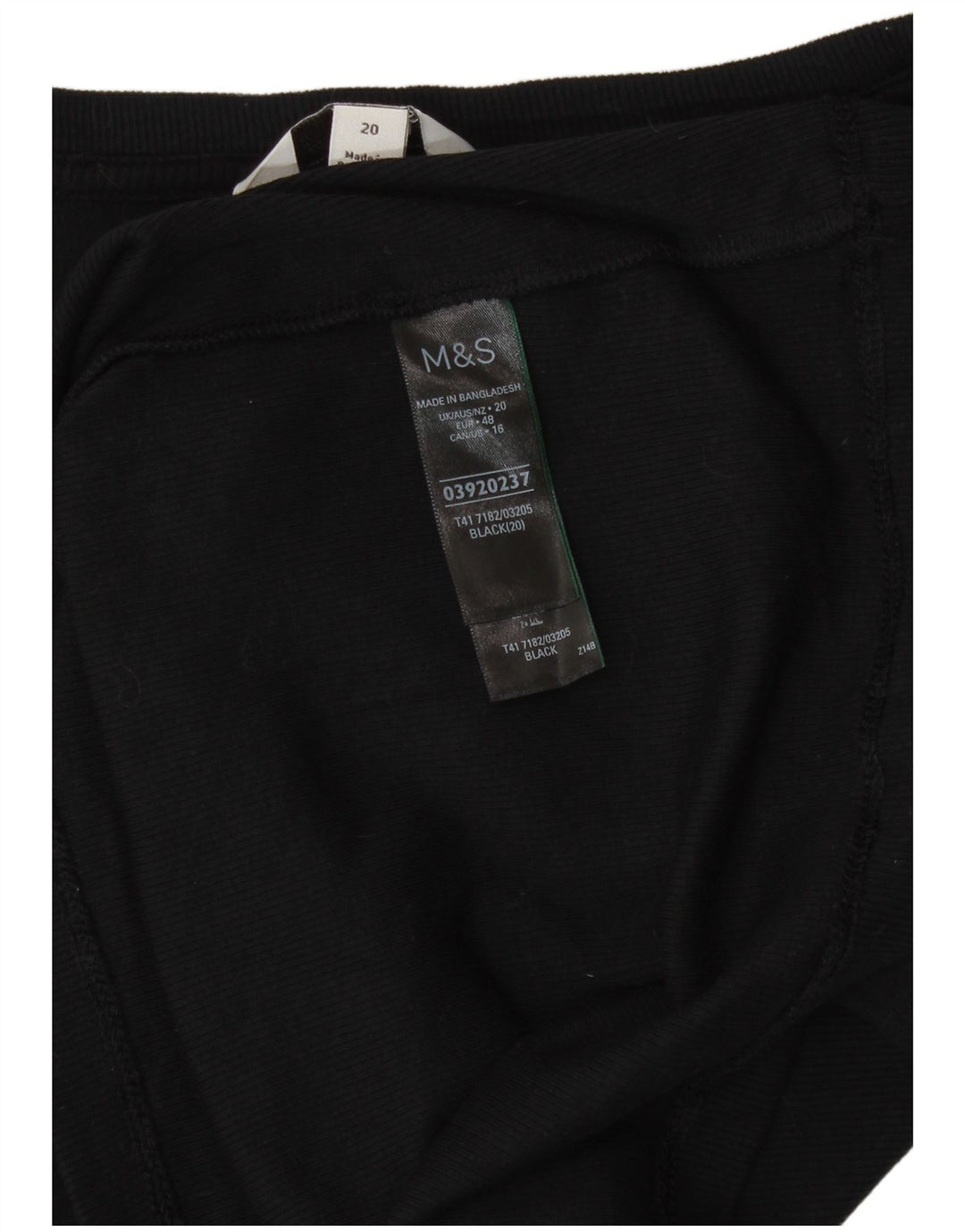 Marks & Spencer Top pentru femei cu mânecă lungă UK 20 2XL bumbac negru