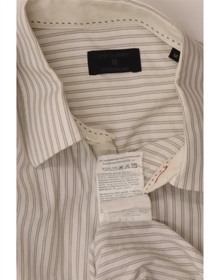 Cămașă Jack & Jones pentru bărbați, bumbac alb mediu cu dungi