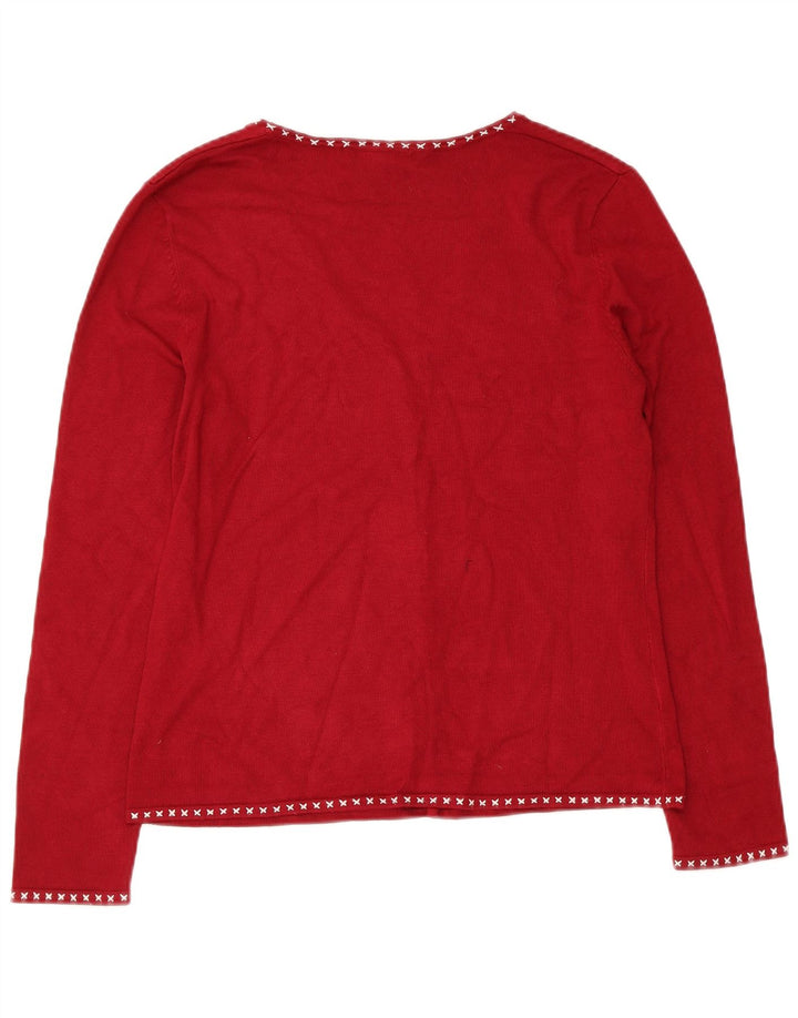 LAURA ASHLEY Pulover cardigan pentru femei UK 14 Medium Red Viscose