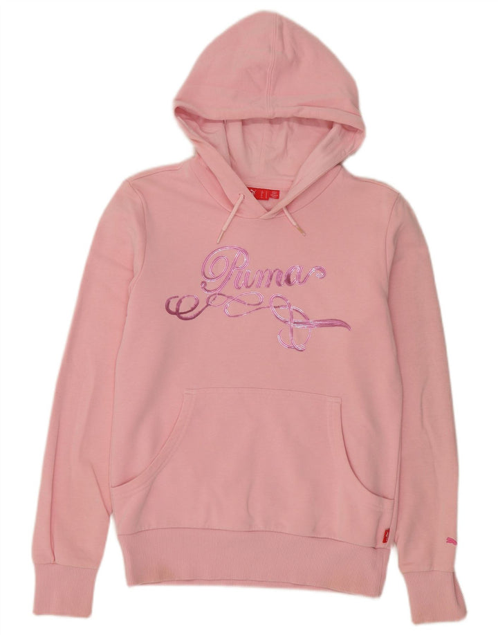 Pulover cu capota cu grafic Puma pentru femei UK 12, roz mediu