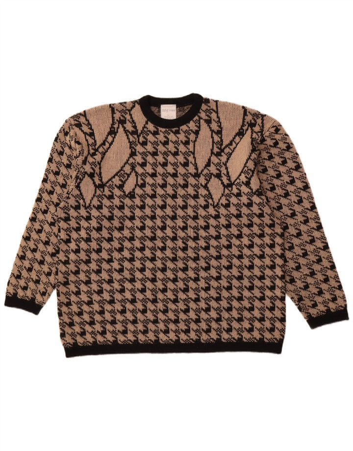 MERRY FINN Pulover pentru femei cu decolteu rotund UK 18 XL Maro Houndstooth