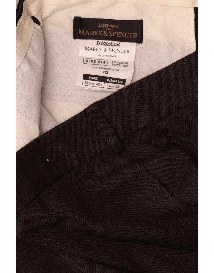 Marks & Spencer Pantaloni drepți pentru bărbați L40 L29 Poliester maro