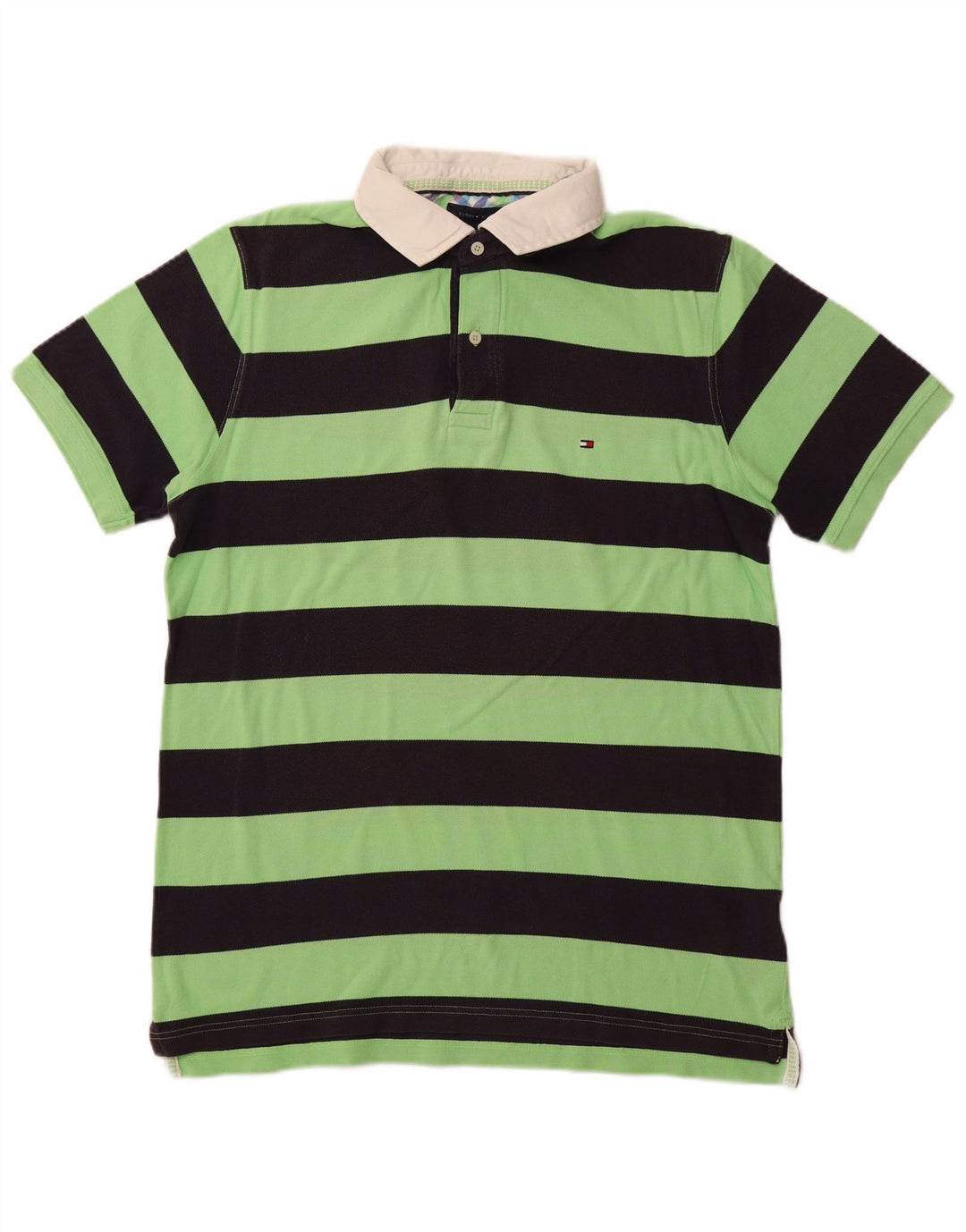 TOMMY HILFIGER Tricou polo rugby pentru bărbați 2XL bumbac cu dungi verzi