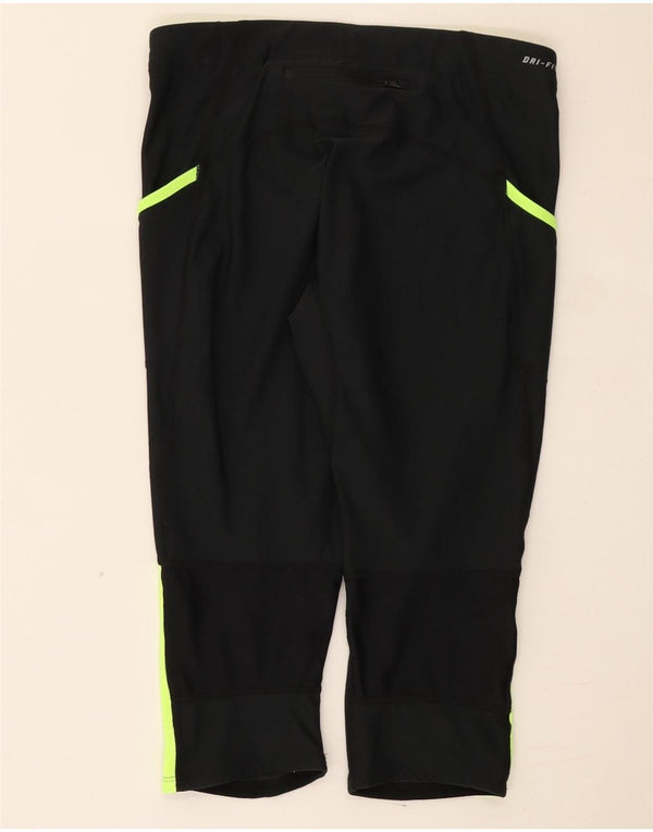 Leggings capri Nike Dri Fit pentru femei UK 12 Medium Black Colorblock Poliester