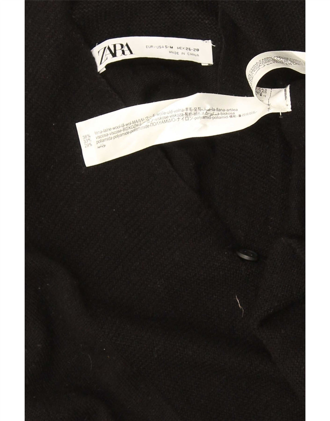 Pulover cardigan supradimensionat pentru femei Zara UK 10 Lână neagră mică