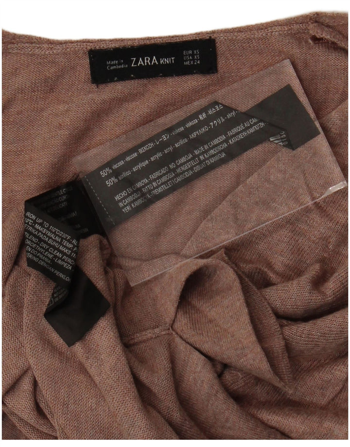 Pulover pentru femei cu paragate supradimensionat cu decolteu în V ZARA UK 6 XS maro viscoză