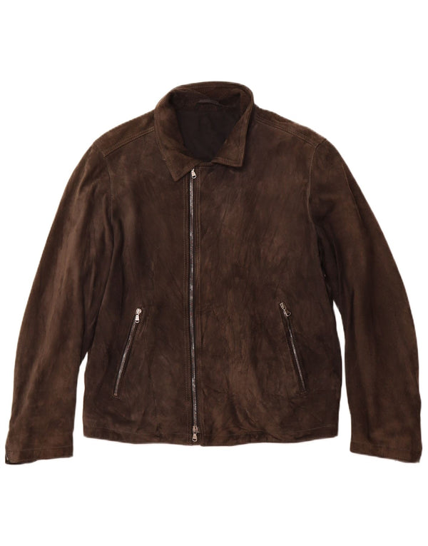 Jachetă vintage pentru femei de piele intoarsa UK 12 maro mediu din piele