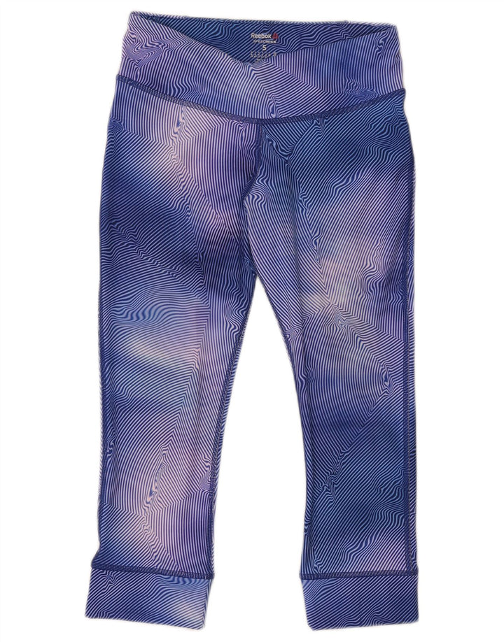 Leggings Capri pentru femei Reebok UK 8/10 Small Blue Striped