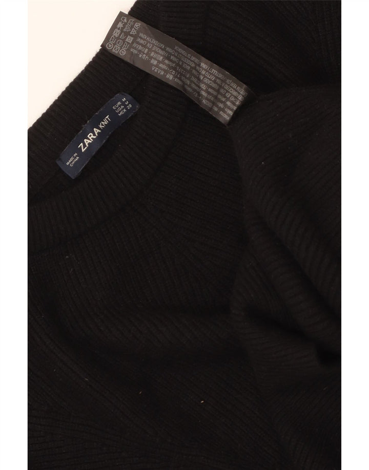 Pulover ZARA pentru damă, crop supradimensionat, cu gât de barcă, UK 14 Medium Negru