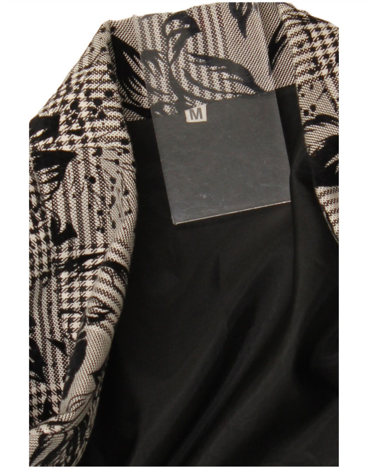 Jachetă vintage pentru femei cu 1 nasture, UK 14 Medium Black Floral