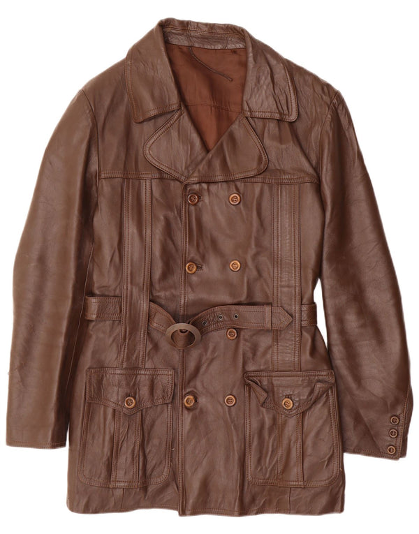 Jachetă din piele vintage pentru bărbați cu două pieri IT 52 XL din piele maro