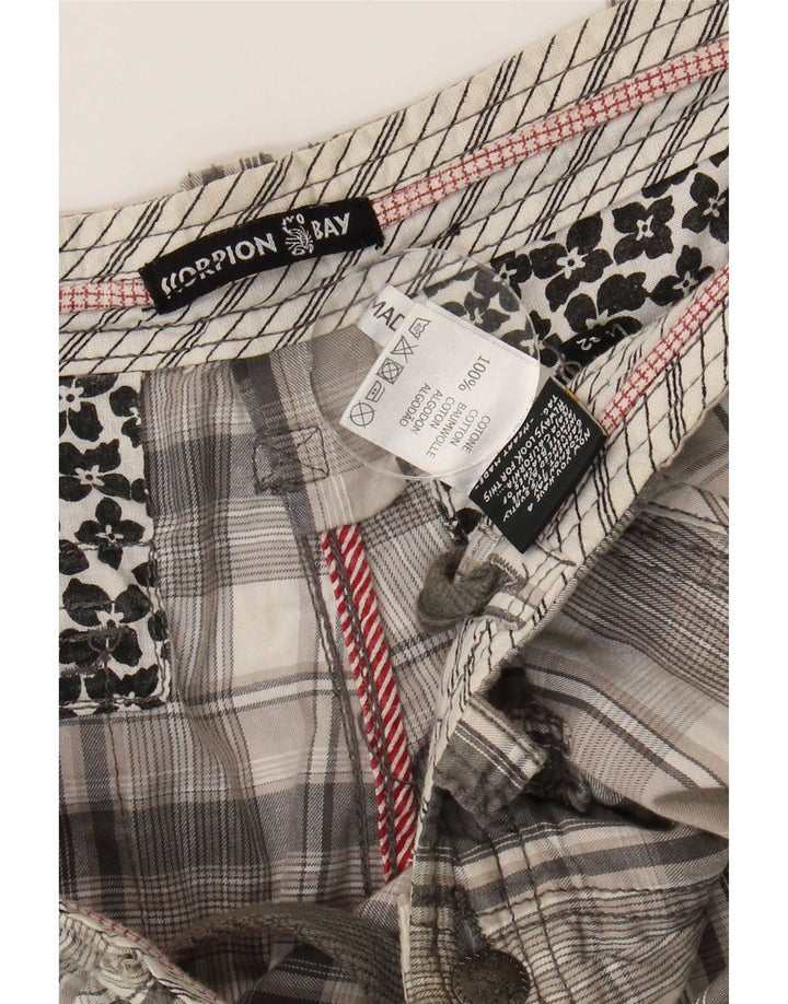 Pantaloni scurți cargo pentru bărbați Scorpion Bay W34, bumbac cu carouri, gri mari
