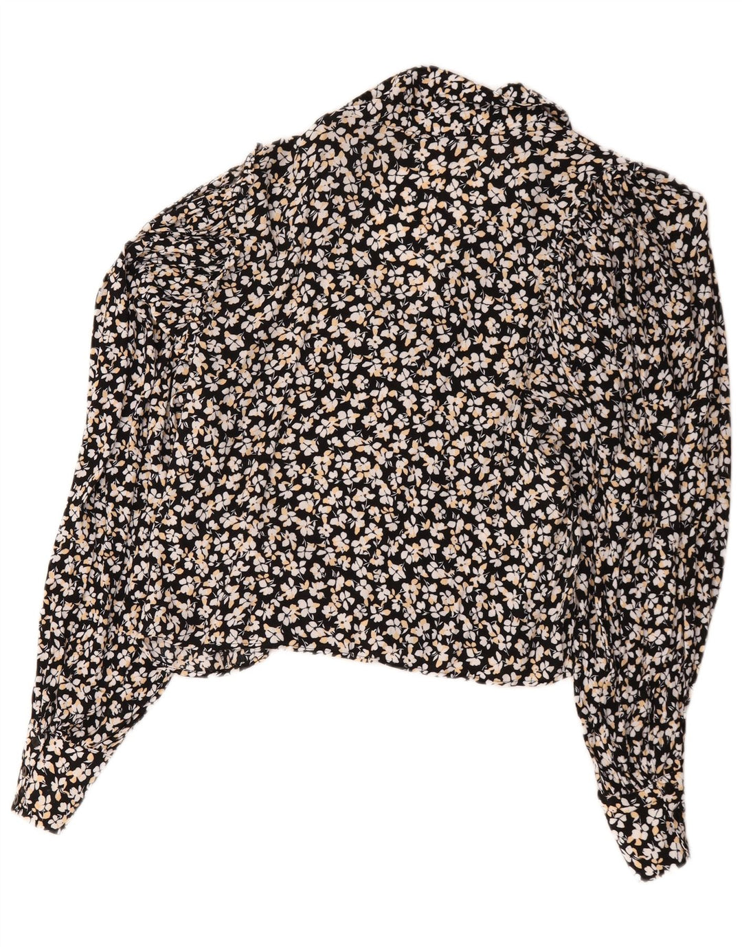 Bluză cămașă pentru femei Zara UK 14 Medium Black Floral Viscose