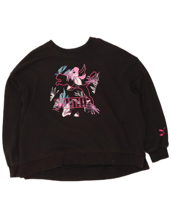Pulover supradimensionat cu grafic pentru femei Puma UK 16 Large Black Floral