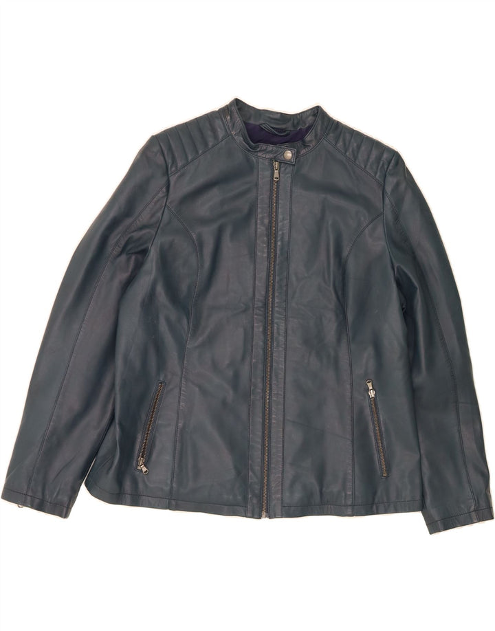 Jachetă de piele pentru femei VINTAGE UK 20 2XL din piele albastră