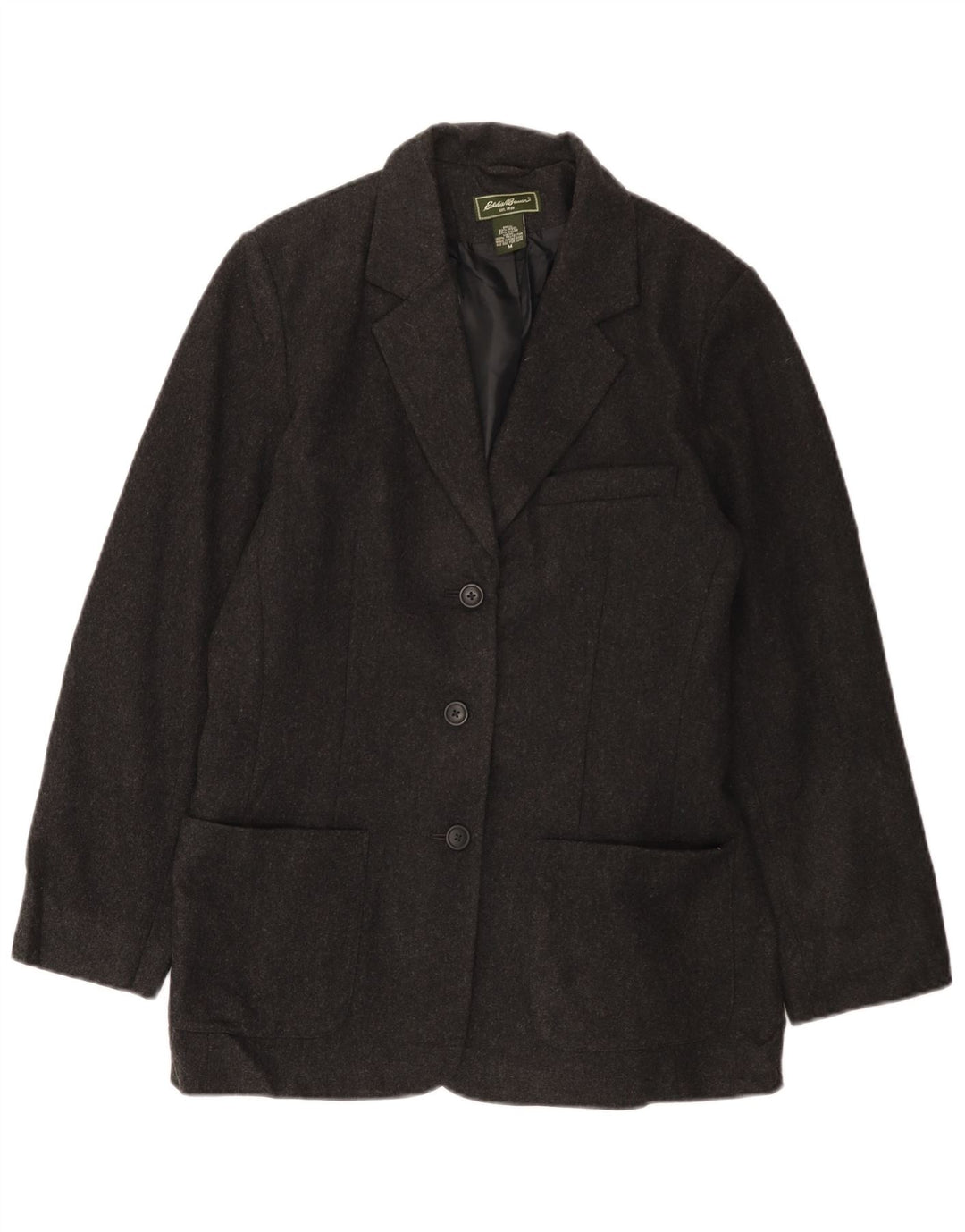 EDDIE BAUER Jachetă Blazer pentru femei cu 3 nasturi UK 14 Lână gri mediu