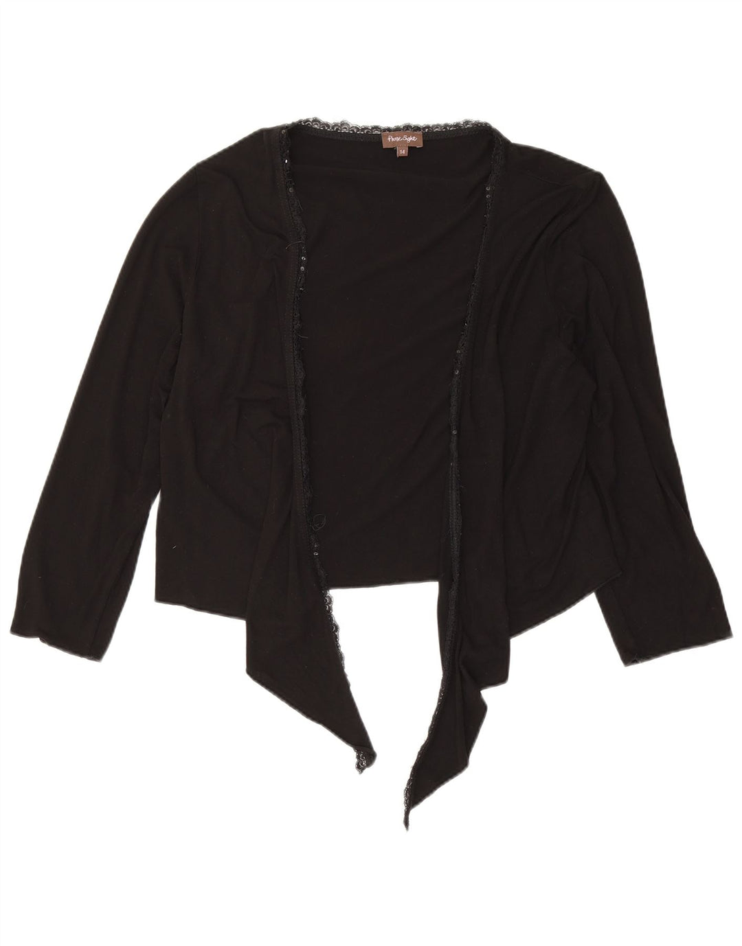 Phase Eight Pulover cardigan pentru femei cu cravată în față UK 14, viscoză medie neagră
