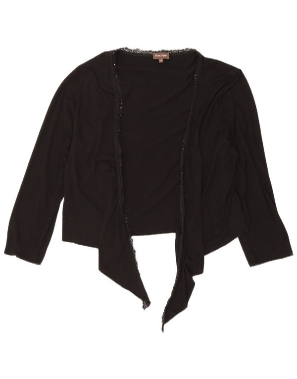 Phase Eight Pulover cardigan pentru femei cu cravată în față UK 14, viscoză medie neagră