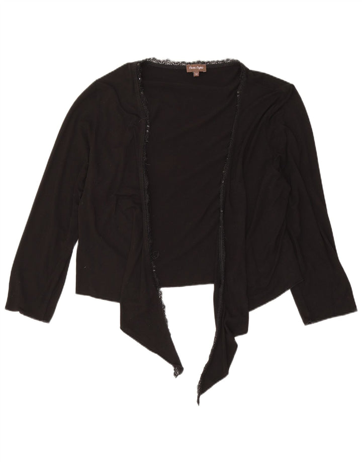 Phase Eight Pulover cardigan pentru femei cu cravată în față UK 14, viscoză medie neagră