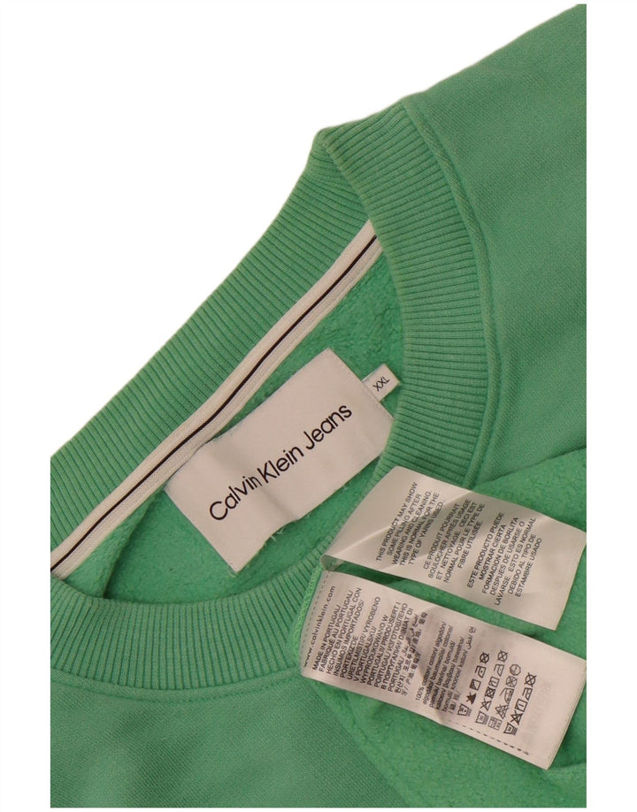 Calvin Klein Jeans Pulover grafic pentru bărbați, bumbac verde 2XL