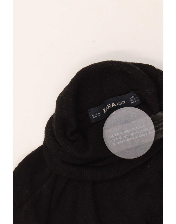 Pulover pentru femei cu gât rulat Zara UK 8 mic, negru, viscoză