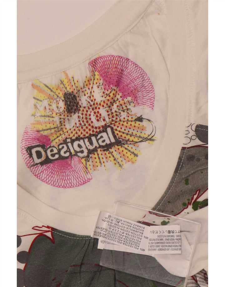 Tricou grafic Desigual pentru femei Top UK 12 Poliester alb mediu