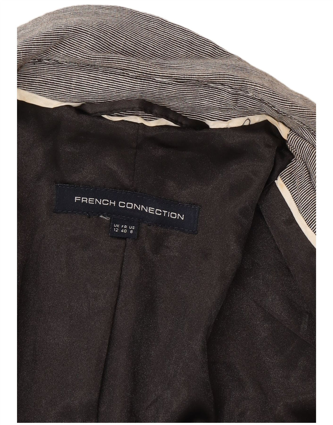 Sacou blazer pentru femei French Connection, cu 2 nasturi, UK 12, gri mediu, cu dungi