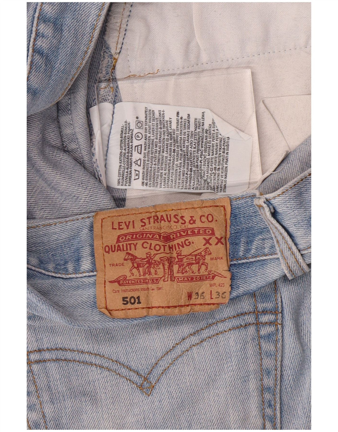 Blugi drepti pentru bărbați LEVI'S 501 W36 L31 Bumbac albastru
