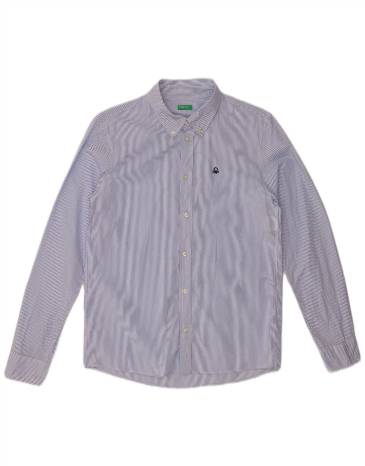 Cămașă BENETTON băieți 13-14 ani 3XL bumbac cu dungi albastre