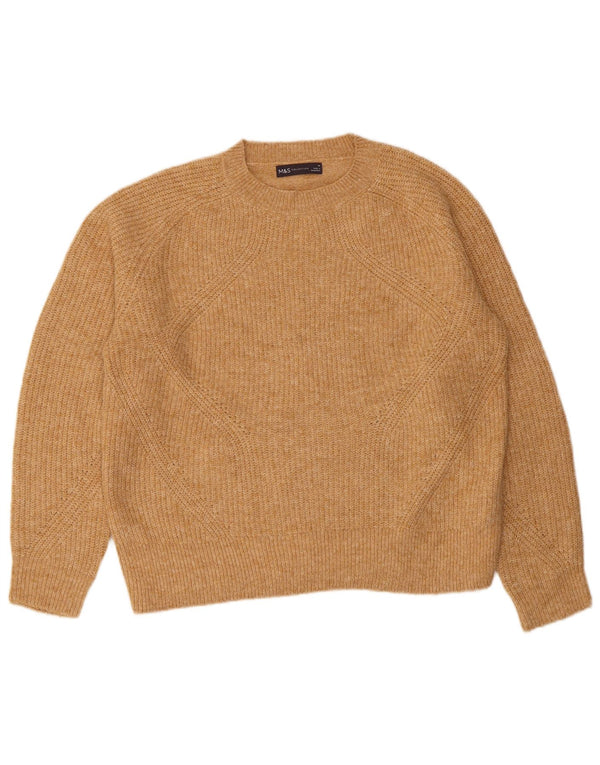 Pulover pentru femei Marks & Spencer cu decolteu rotund UK 14 Medium Bej Acrilic