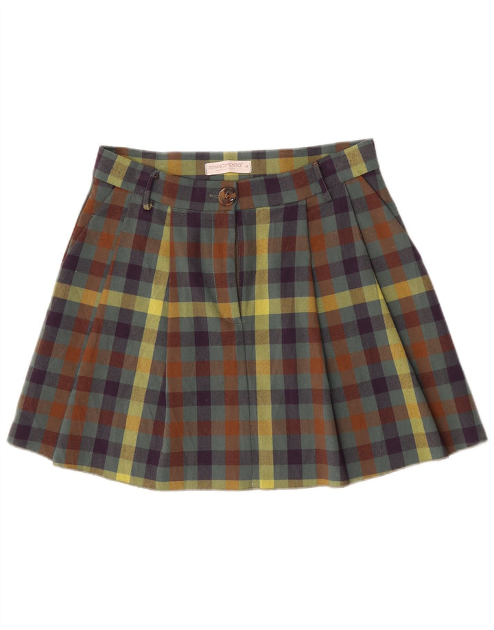 Fusta mini plisată pentru femei Rinascimento Medium W30 Vichy multicolor