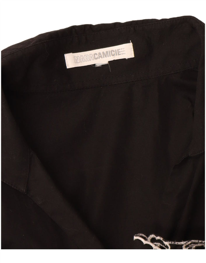 Bluză cămașă pentru femei Naracamicie UK 12 Medium Black Floral Bumbac