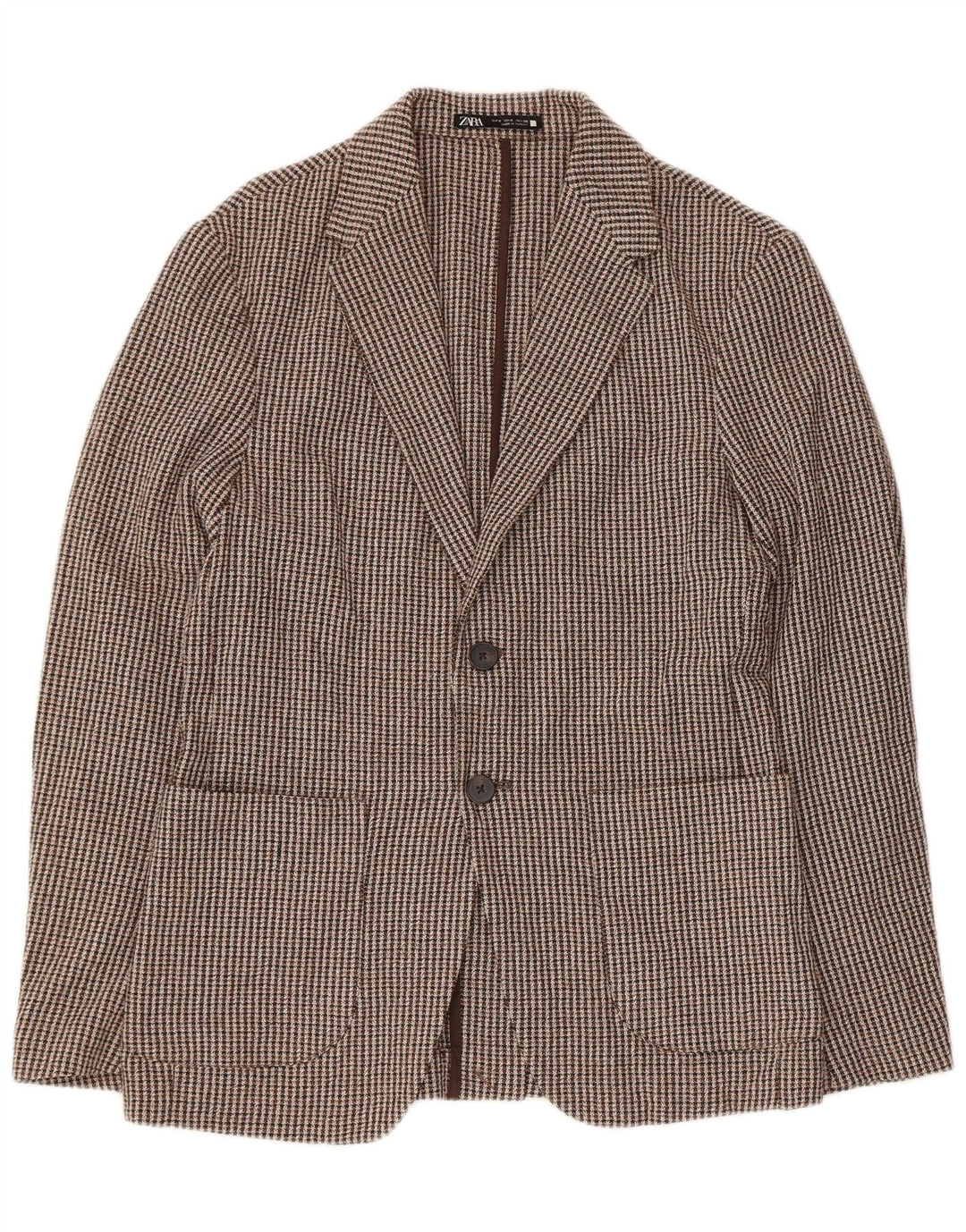 Blazer pentru bărbați Zara, cu 2 nasturi, UK 36, maro, picioare de găină