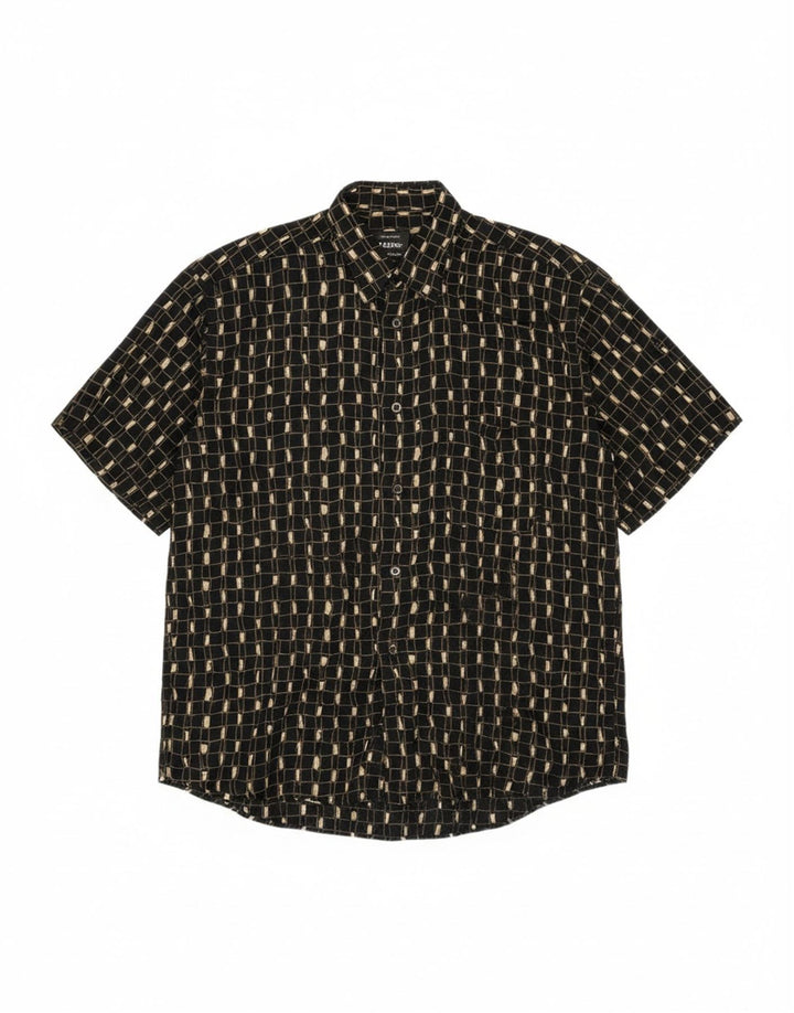 TIPO' S Mens Short Sleeve Shirt XL Black Geometric Viscose