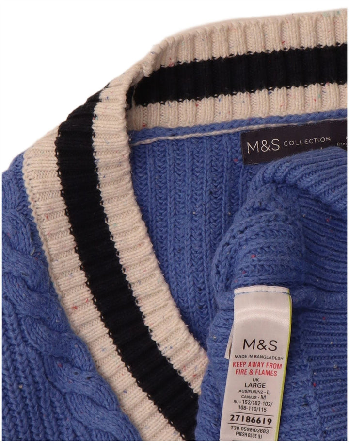 Pulover cardigan supradimensionat pentru femei Marks & Spencer UK 16, mare, albastru, bumbac